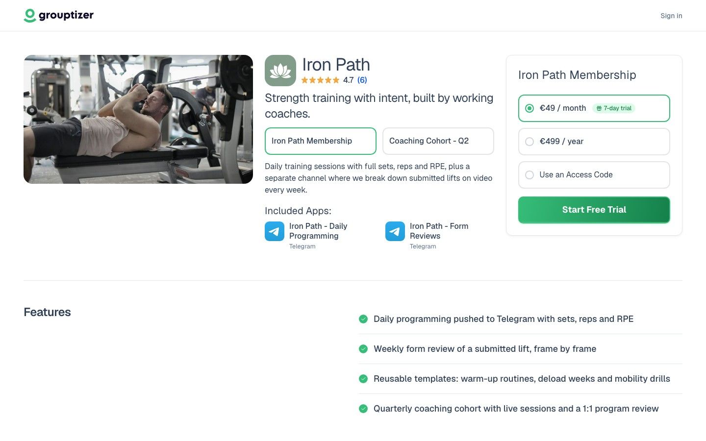 Public Grouptizer storefront ready to share with customers